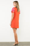 The Weston Embroidered Shift Dress in Orange