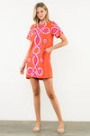 The Weston Embroidered Shift Dress in Orange