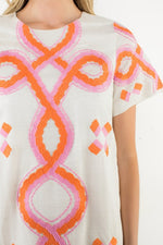 The Weston Embroidered Shift Dress in Cream
