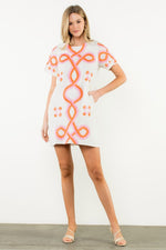 The Weston Embroidered Shift Dress in Cream