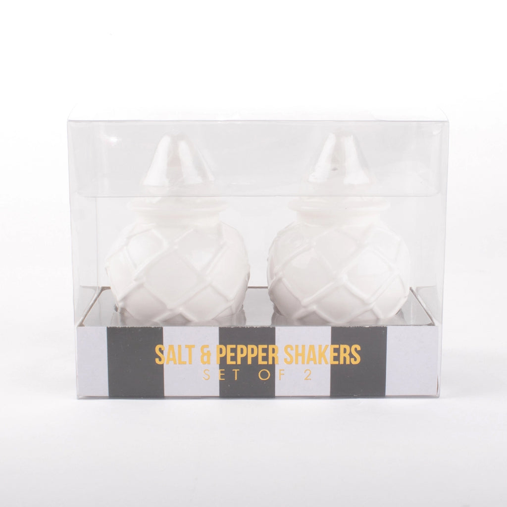 White Textured Jar Salt & Pepper Shaker Boxed Set