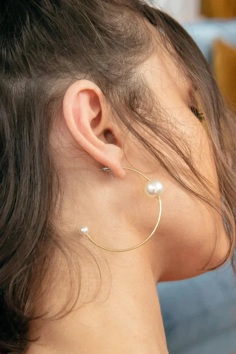 Double Pearl Hoop Earrings