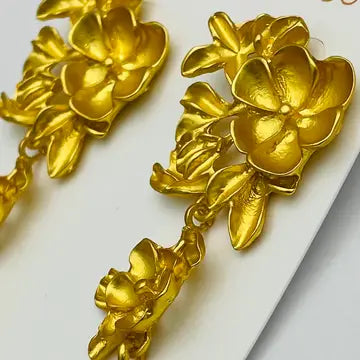 Chic Gold Floral Dangle Earrings