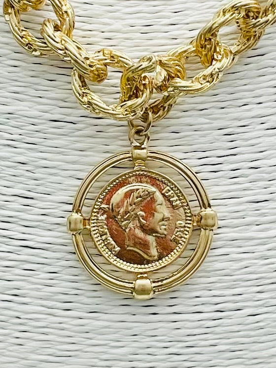 Twisted Link Coin Necklace