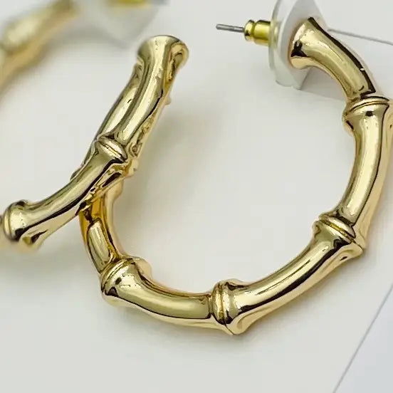 Thick Bamboo Hoop in Gold