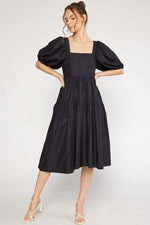 Southern Elegance Midi Dress in Black