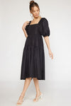 Southern Elegance Midi Dress in Black