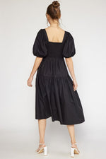 Southern Elegance Midi Dress in Black