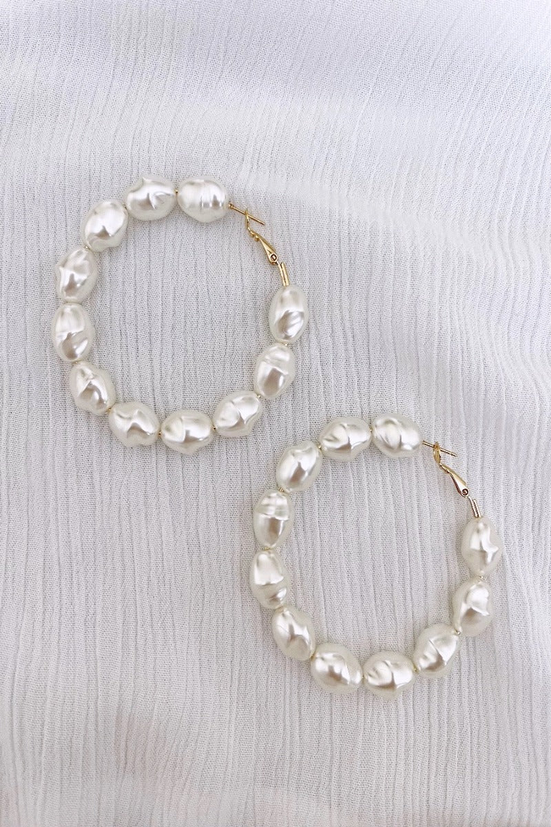 Pretty Perspective XL Pearl Hoops